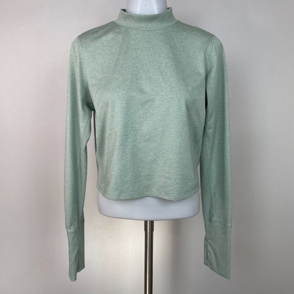 Old Navy Tops - Old Navy Active Crop Top Large Green Mock Neck Cozecore Stretch Women's
